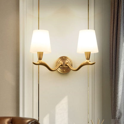 Copper Glass Swan Neck Glass 1/2 Light Wall Sconce Lamp