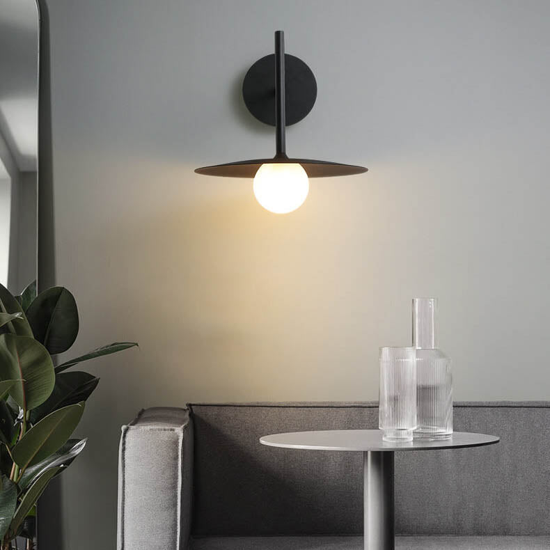 Solid Color Round Hardware Glass 1-Light Wall Sconce Lamp