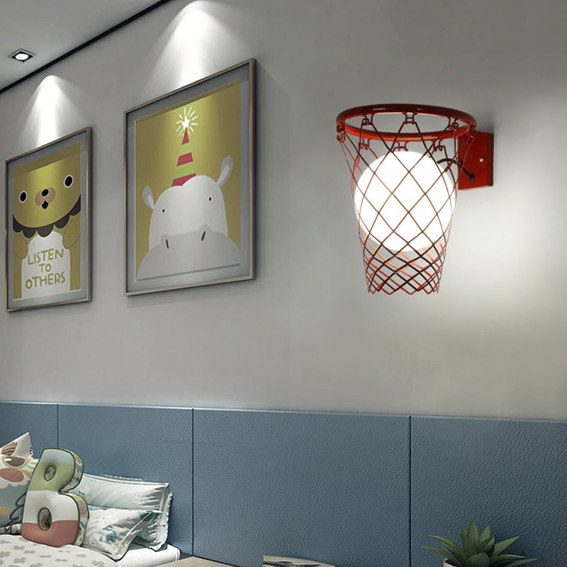 Deco Iron Glass Basketball Hoop 1-Light Wall Sconce Lamp