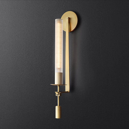 Luxury Iron Glass Cylinder Strip 1-Light Wall Sconce Lamp