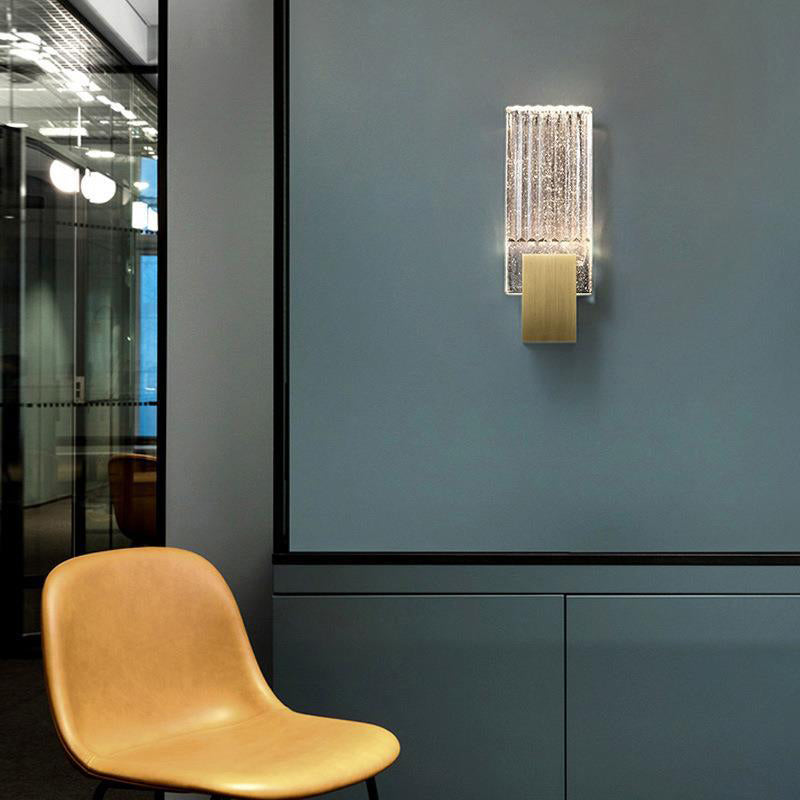 Minimalist Square Copper Crystal LED Wall Sconce Lamp