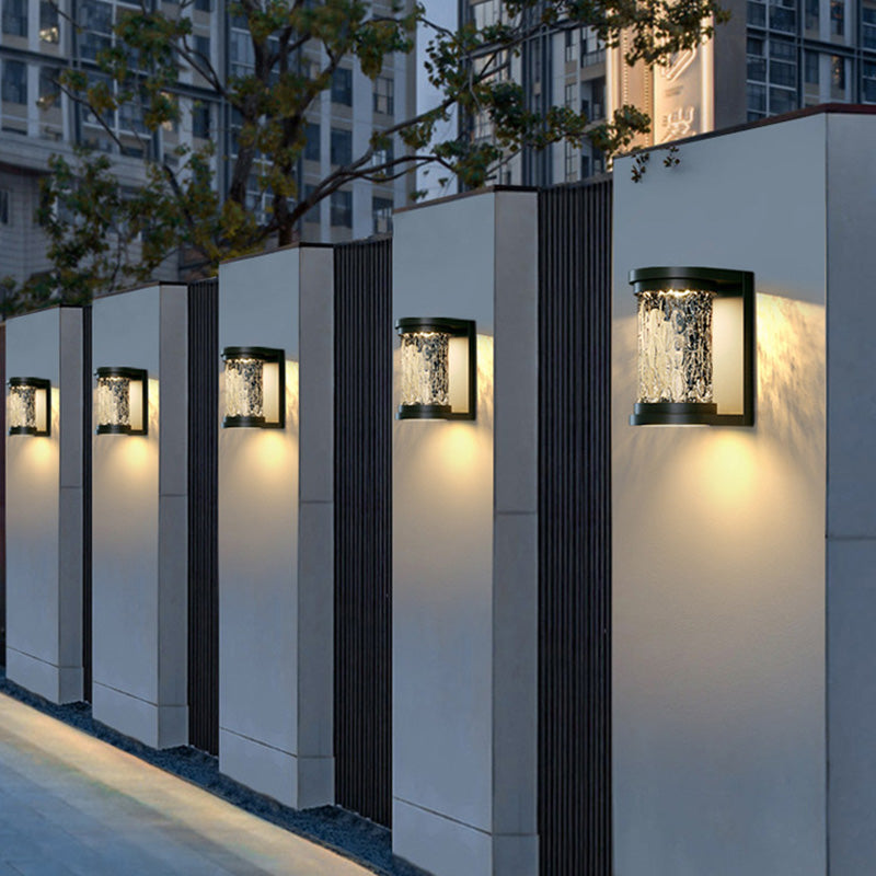 Waterproof Steel Glass Cylinder LED Wall Sconce Lamp