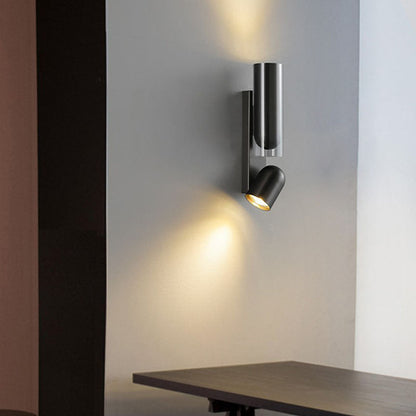 Rotatable Cylinder Metal Glass 2-Light Wall Sconce Lamp