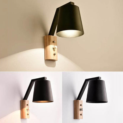 Nordic Solid Wood Cylindrical 1-Light Wall Sconce Lamp