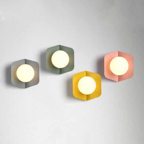 Creative Hexagonal Orb Iron Glass 1-Light Wall Sconce Lamp