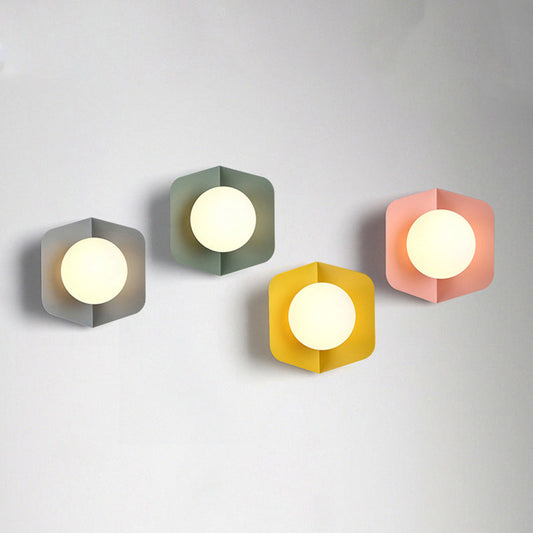 Creative Hexagonal Orb Iron Glass 1-Light Wall Sconce Lamp