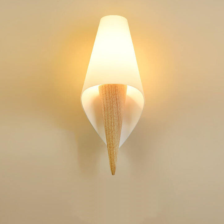 Wide Flare White Glass Shade 1-Light Wall Sconce Lamp
