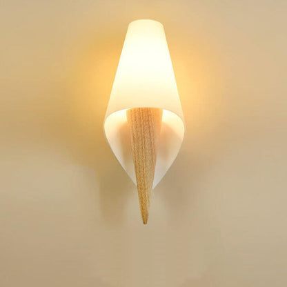 Wide Flare White Glass Shade 1-Light Wall Sconce Lamp
