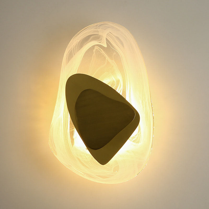 Irregular Oval Hardware Glass LED Wall Sconce Lamp
