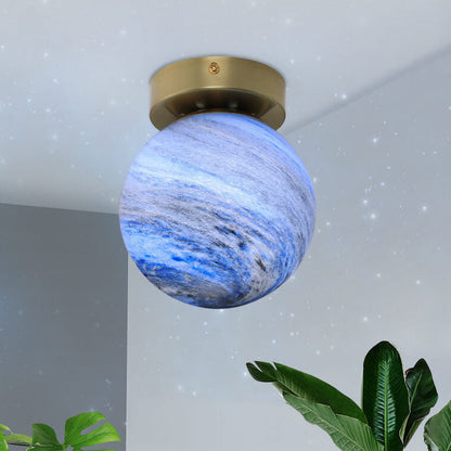 Creative Planet Glass Iron Orb 1-Light Wall Sconce Lamp