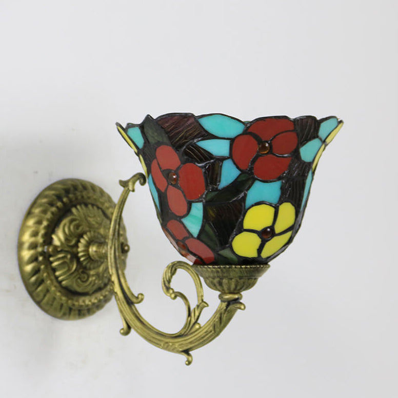 Tiffany Stained Glass Zinc Alloy 1-Light Wall Sconce Lamp