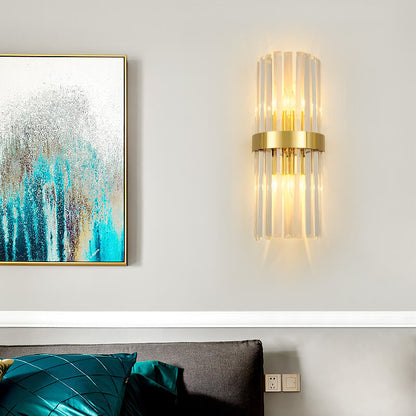 Nordic Stainless Steel 2-Light Crystal Wall Sconce Lamp
