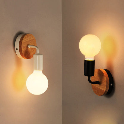 Modern Simplicity Bent Wood Iron 1-Light Wall Sconce Lamp