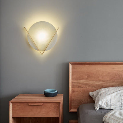 Modern Minimalist Round Copper Marble LED Wall Sconce Lamp