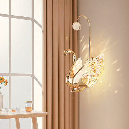 Luxury Crystal Aluminum Acrylic Swan LED Wall Sconce Lamp