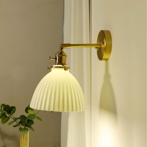 Half Round Copper Ceramic 1-Light Wall Sconce Lamp