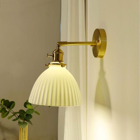 Half Round Copper Ceramic 1-Light Wall Sconce Lamp