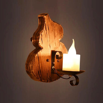 Rubberwood Glass Horse Lamp Iron 1-Light Wall Sconce Lamp