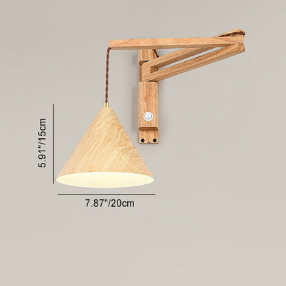 Cone Iron Water Turned Wood Grain Wood Wall Sconce Lamp