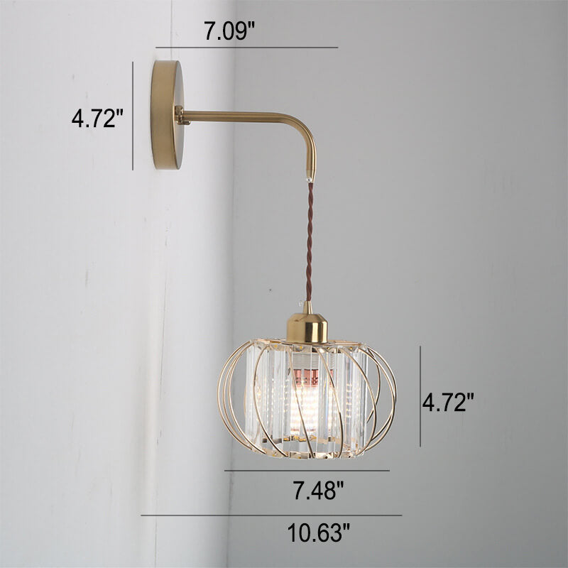 Adjustable Crystal Lantern Design 1-Light Wall Sconce Lamp