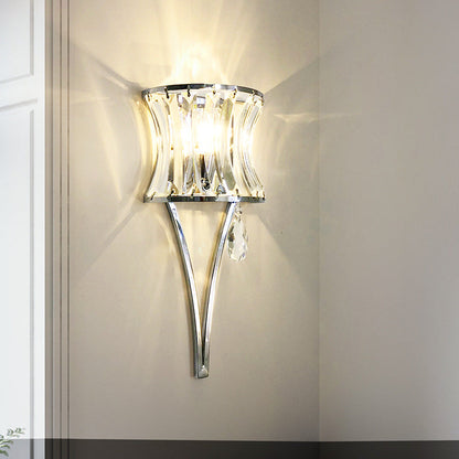 Prismatic Clear Crystal Shade Iron 1-Light Wall Sconce Lamp