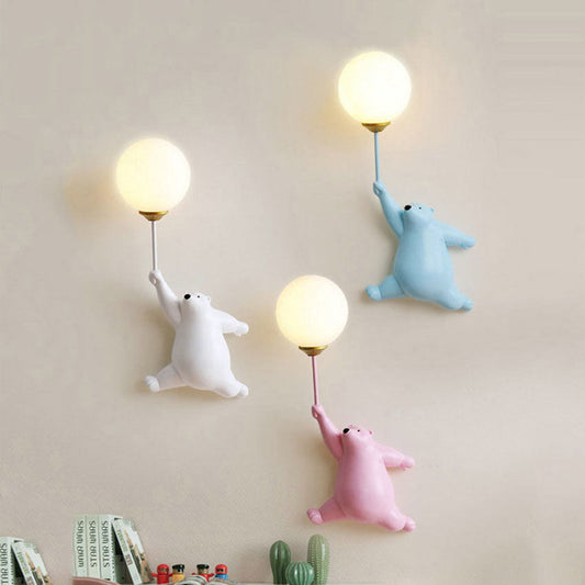 Creative Bear Resin Acrylic 1-Light Wall Sconce Lamp