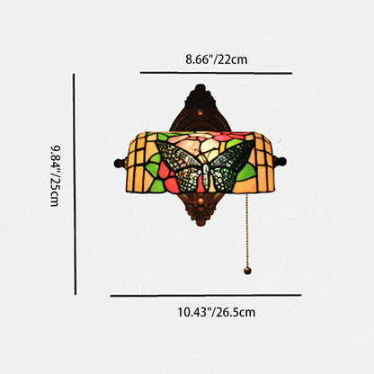 Tiffany Zinc Stained Glass 1-Light Wall Sconce Lamp