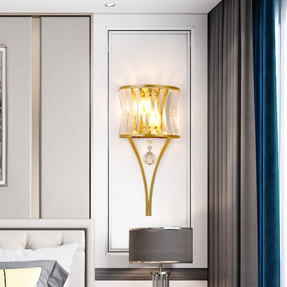 Half Triangle Iron Crystal 1-Light Wall Sconce Lamp