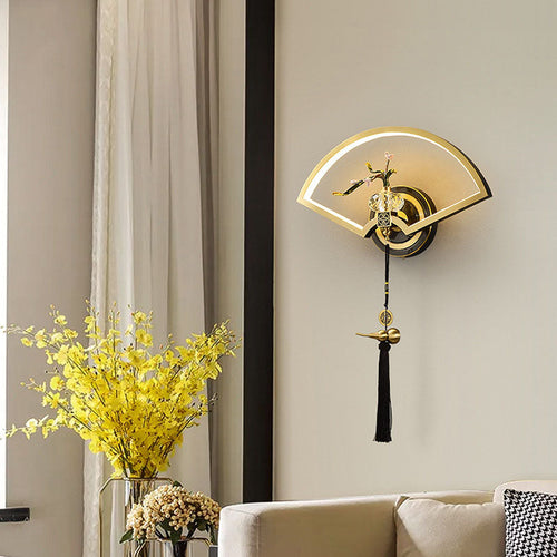 Chinese Copper Magnesium Acrylic LED Wall Sconce Lamp