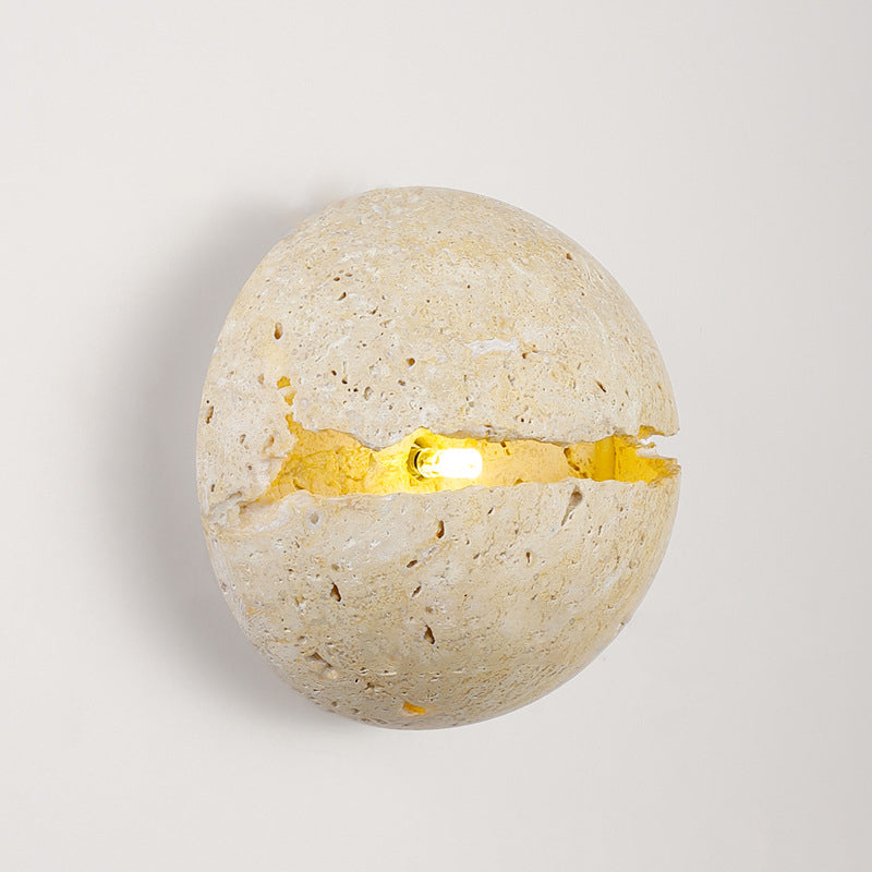Japanese Travertine Semicircle 1-Light Wall Sconce Lamp