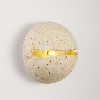 Japanese Travertine Semicircle 1-Light Wall Sconce Lamp