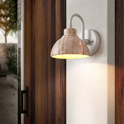 Japanese Travertine Bowl Shape 1-Light Wall Sconce Lamp