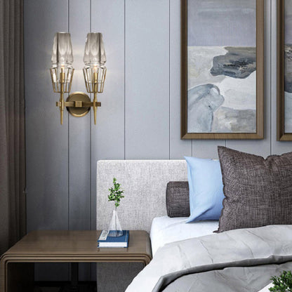 Retro Iron Glass Cylinder 1/2 Light Wall Sconce Lamp
