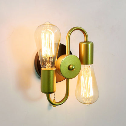 Industrial Iron Symmetrical 2-Light Wall Sconce Lamp