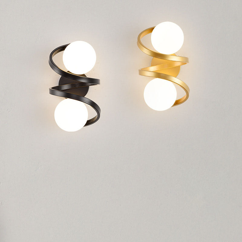 Minimalist Round Ball Iron Glass 2-Light Wall Sconce Lamp