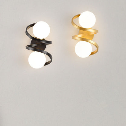 Minimalist Round Ball Iron Glass 2-Light Wall Sconce Lamp