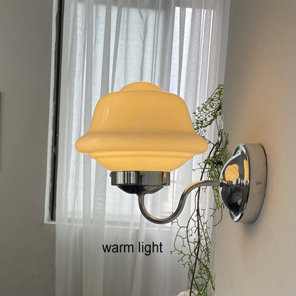Retro Round Clouds Iron Glass 1-Light Wall Sconce Lamp