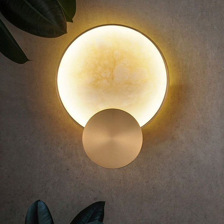 Contemporary Nordic Metal Marble Round LED Wall Sconce Lamp