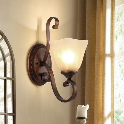 Iron Glass Tetrahedron Oval Base 1/2 Light Wall Sconce Lamp