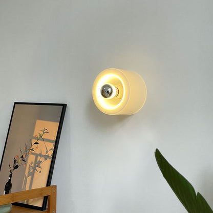 Mid-Century Round Iron Glass 1-Light Wall Sconce Lamp