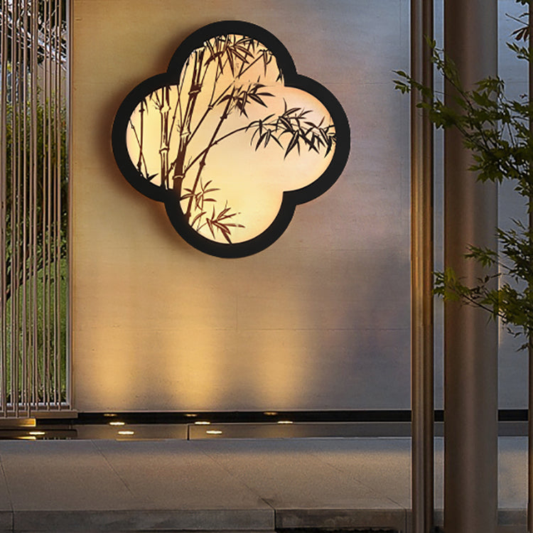 Chinese Pattern Iron Acrylic LED Outdoor Wall Sconce Lamp