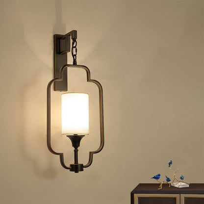 Classical Iron Frame Square Round 1-Light Wall Sconce Lamp