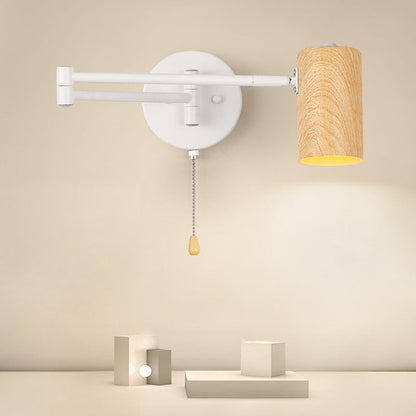 Scandinavian Plastic Woodgrain 1-Light Wall Sconce Lamp