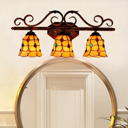 Tiffany Iron 3-Light Vanity Mirror Front Wall Sconce Lamp