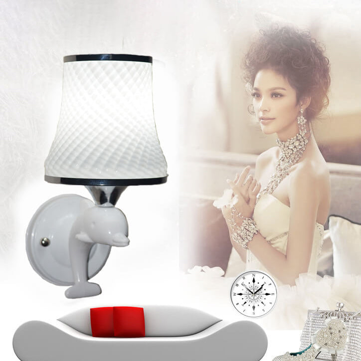 Glass Dolphin Decoration Design 1-Light Wall Sconce Lamp