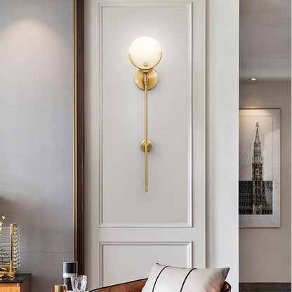 Minimalist Round Ball Iron Marble 1-Light Wall Sconce Lamp