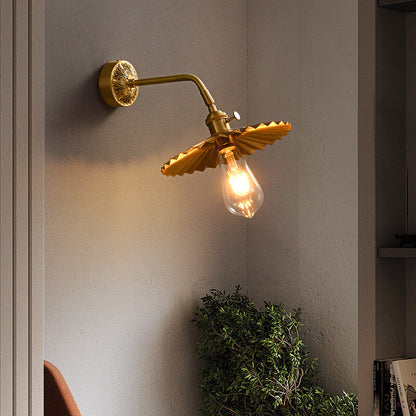 All Copper Round Pleats 1-Light Wall Sconce Lamp