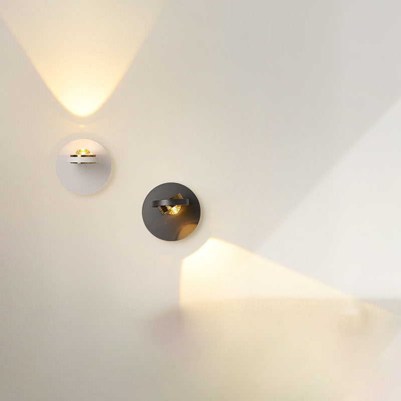 Round Iron Aluminum Rotatable LED Wall Sconce Lamp
