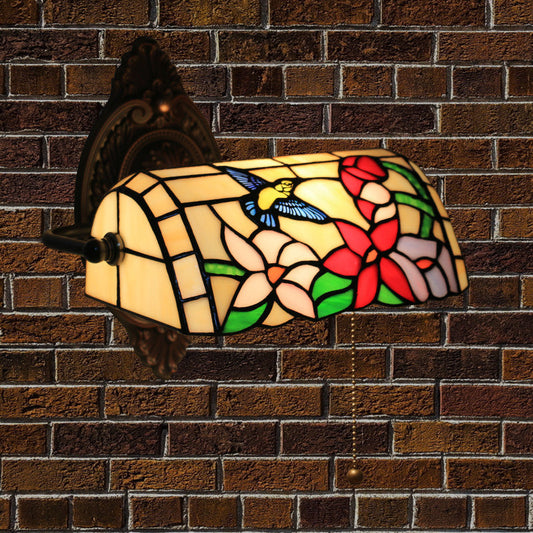 Tiffany Alloy Iron Stained Glass 1-Light Wall Sconce Lamp