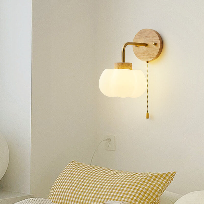 Japanese Clouds Solid Wood Iron PE 1-Light Wall Sconce Lamp